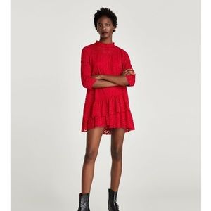 Zara Red Lace Mini Dress